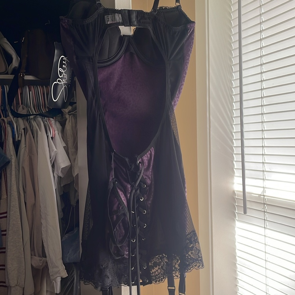 Leopard corset gartered lingerie